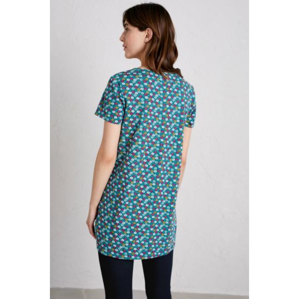 Buy Seasalt Cornwall Teal Blue Busy Lizzy Short Sleeve Tunic from