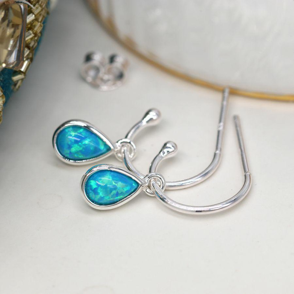Buy 14K Gold Blue Opal Earrings 14K Gold Earrings Opal Drop Earrings Opal  Gemstone Gift for Her Opal Jewelry October Birthstone Online in India - Etsy